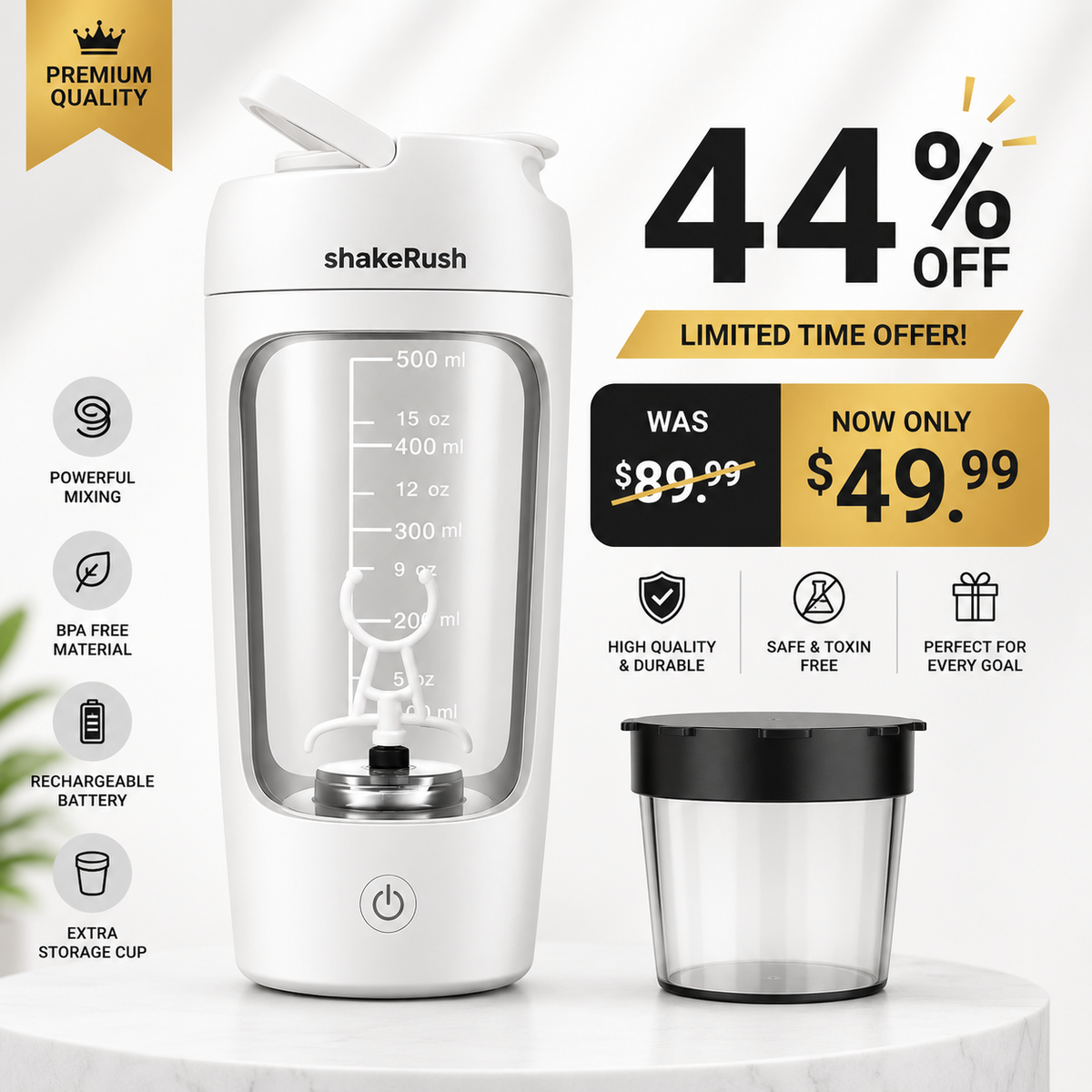 ShakeRush™ Electric Portable Shaker