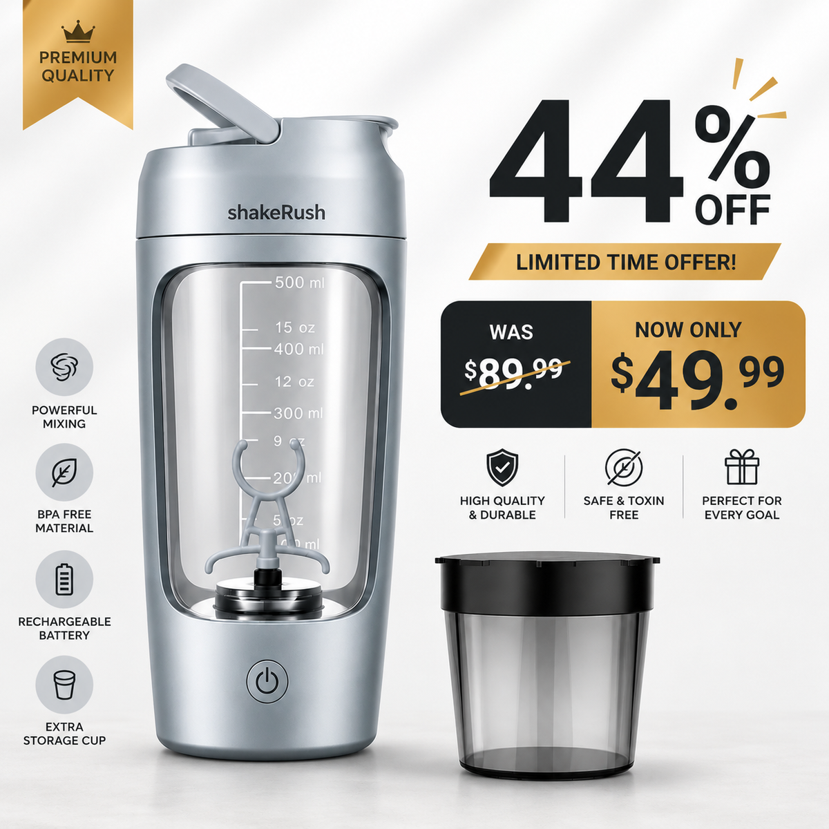 ShakeRush™ Electric Portable Shaker